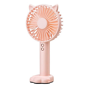 Quạt mini cầm tay tiện dụng handy fan 3 tốc độ gió tai mèo cao cấp có đèn, giá đỡ điện thoại